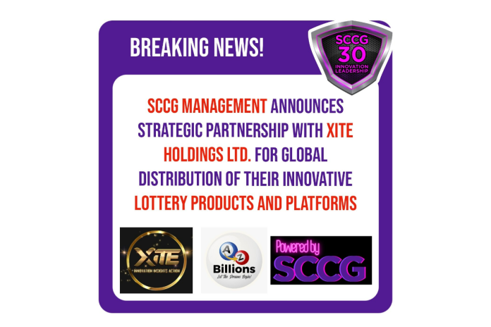 SCCG Management Announces Strategic Partnership with Xite Holdings LTD. for Global Distribution of their Innovative Lottery Products and Platforms