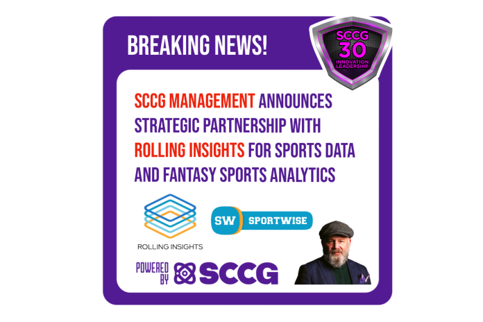 SCCG Management Announces Strategic Partnership with Rolling Insights for Sports Data and Fantasy Sports Analytics
