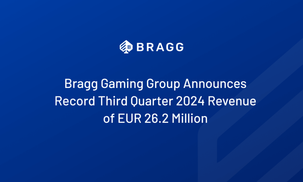 Bragg Gaming Group Announces Record Third Quarter 2024 Revenue of Eur 26.2 Million (USD 29.3 Million)