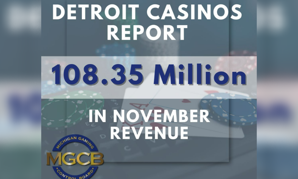 Detroit casinos report $108.35M in November revenue