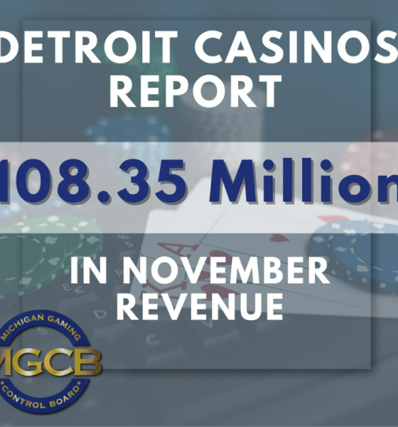 Detroit casinos report $108.35M in November revenue